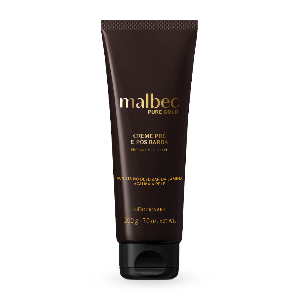 Malbec Pure Gold Pre and After Shave Cream, 200g