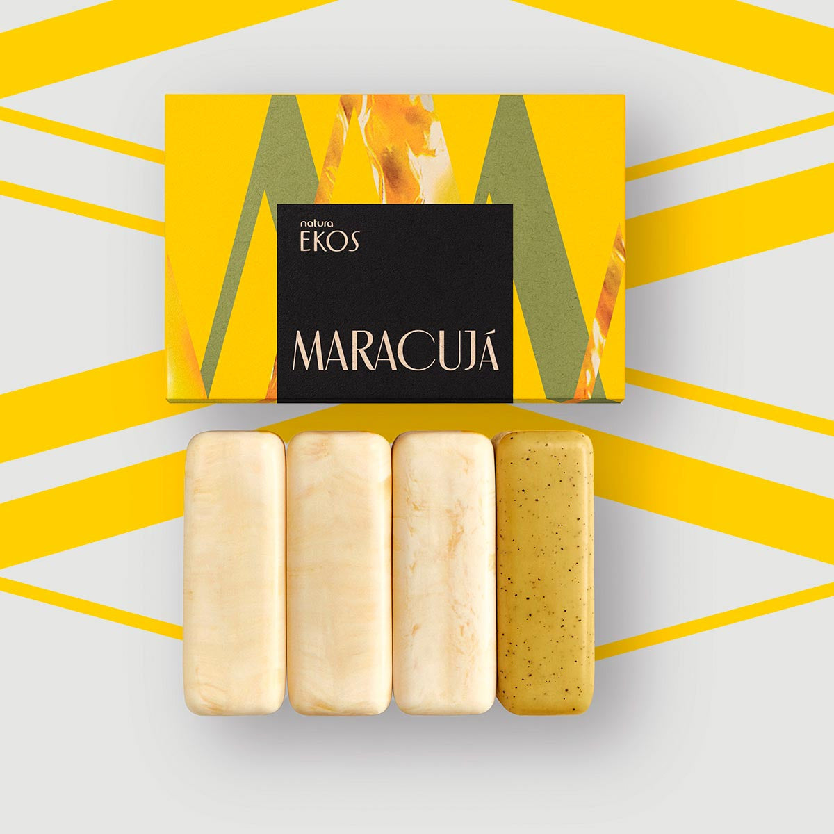 Natura Ekos Maracujá Creamy & Exfoliating Soap Bar Set – 4 × 100 g