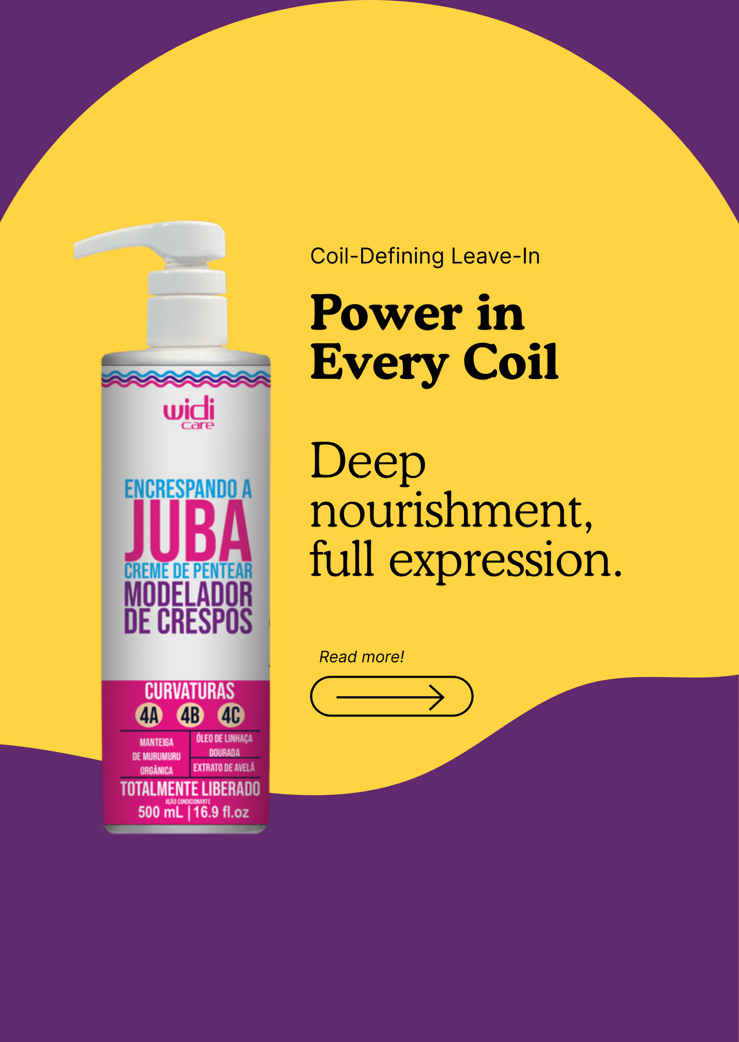 Widi Care Encrespando a Juba – Curl Defining Leave-In Cream for Coily Hair 500ml