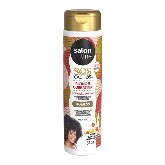 Salon Line "SOS Cachos" Castor Oil and Keratin Shampoo - 300ml