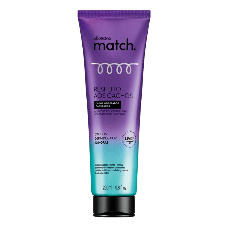 O Boticario Match Respect for the Curls - Molding Cream for Curly Hair - 290g